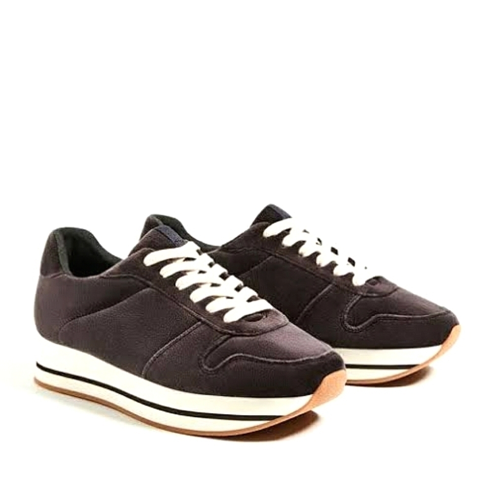 Zara Basic Collection Women's Brown Velvet Platform Sneakers Size 36 🌴✌️